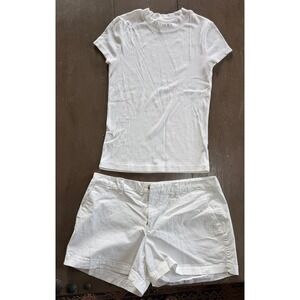 A New Day Ribbed Tee & Old Navy Chino Shorts Set White Clean Girl Aesthetic